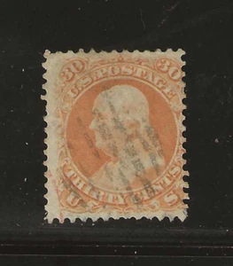 US Scott #71 used 30c orange Franklin 1861 bank note lightly canceled f/vf - Picture 1 of 2