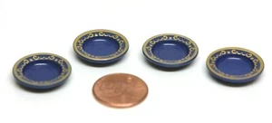 Playmobil Miniatur Prinzessin Schloss schick verziert blau vergoldet Teller Geschirr - 4 Stck. - Bild 1 von 1