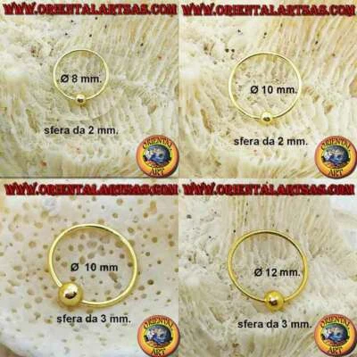 Cerchietto da naso in Argento 925‰ con sfera placcato in oro - Immagine 1 di 4