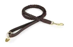 Digby and Fox Plaited Leather Dog Lead | Black, Brown, Tan - Picture 1 of 4