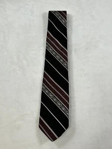 Sears Fashion Collection men's necktie permaprest black diagonal stripe 56"L 3"W - Picture 1 of 4