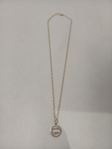 Collana catena rolo ciondolo logo G ad incastro argento sterling 925 originale Gucci