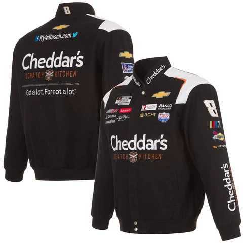 2023 Kyle Busch JH Design Cheddar's Cotton Twill Uniform Full Snap Jacket  Black Cover