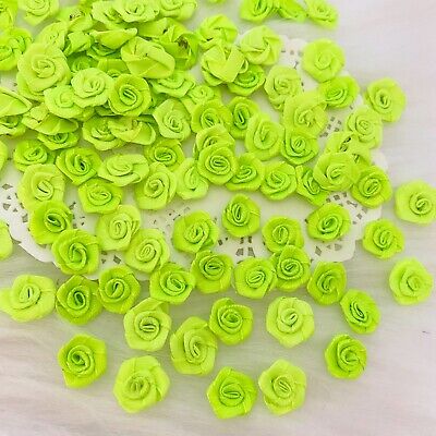 Rosas De Satén Verde Lima 15mm Mini Flores Applique Costura Boda Decoración Floral  • 10.17€
