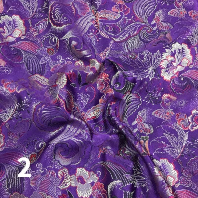 Hágalo usted mismo Brocado Damasco Tela Imitación Seda Satén Artesanía Mariposa Floral 75*100 cm Retro Foto 1 de 4