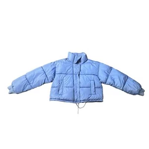 NWT Women L GB Signature Cropped Puffer Jacket Coat Zip Parka Quilted Drawstring - Picture 1 of 5