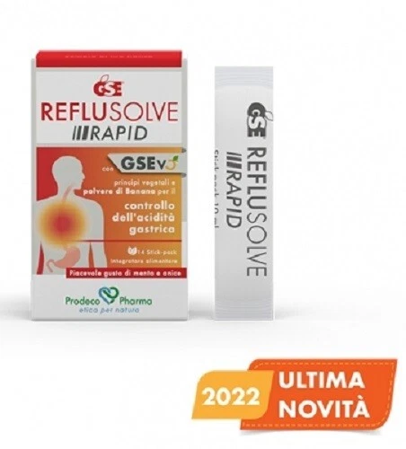 PRODECO PHARMA GSE REFLUSOLVE RAPID favorisce il controllo dell'acidità gastrica. 14 Stick-pack