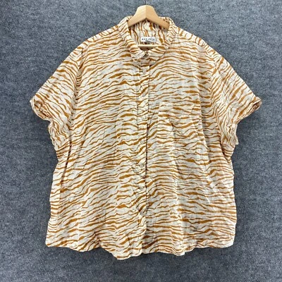 Camisa Ava & Viv Mujer 2X Plus Blanca Estampado Animal Cuello Abotonado Manga Corta Foto 1 de 4