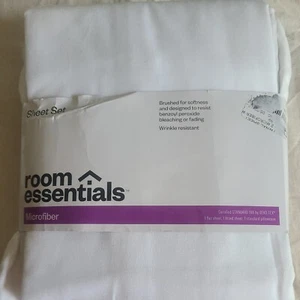 Microfiber Sheet Set Twin/Twin XL Size Room Essentials White - Brushed Soft NEW! - Picture 1 of 7