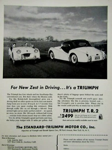 1955 Triumph TR 2 Vintage für die neue Fahrfreude Originaldruck Werbung 8,5x11" - Bild 1 von 7