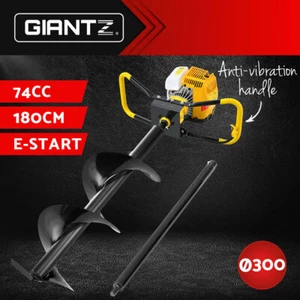 Giantz Post Hole Digger 74CC Petrol Drill Fence Borer 300mm Auger Extension Bits - Picture 1 of 8