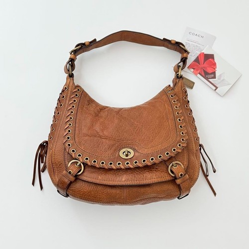 Borsa Coach 10971 Ltd Ed Chelsea borchiata patta tabacco pelle Abbey Hobo