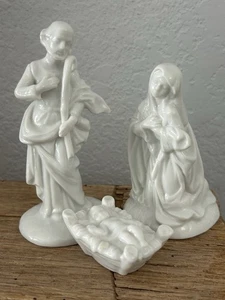 Vintage Schmid Santini 3 Stück Krippe Porzellan Maria Jesus Josef 80er Heilige Familie - Bild 1 von 9