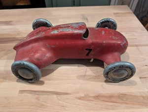 Antique 1930s Streamlined Pressed Steel Toy Race Car - Picture 1 of 6