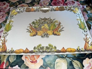 Vintage Tray Harvest Vegetable Pattern Mallod 1970’s/1980’s 40 X 28cm Prop Retro - Picture 1 of 4