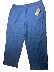 Pantalones cortos Habitat Clothes To Live In mezcla de lino XL pierna ancha azul crepuscular nuevos con etiquetas - Imagen 1 de 13