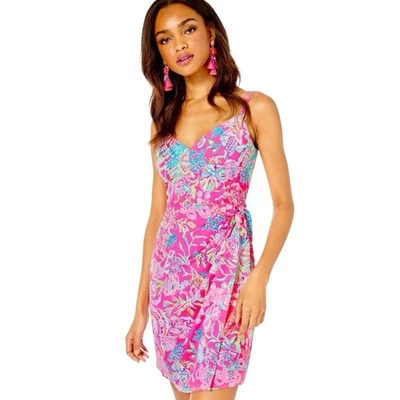 Lilly Pulitzer Scarlet Stretch Wrap Dress Shell Me Something Good sz 12 - Image 1 of 4