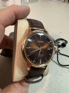Seiko Presage Automatic. Brown/ Coffee Color Dial With Gold Case. Leather Strap - Picture 1 of 7