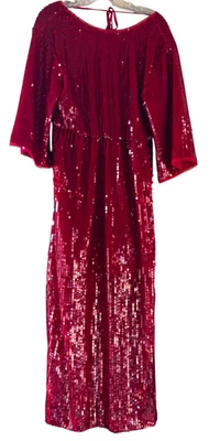 Maxi Vestido Rojo Lentejuelas Vacaciones Glamour J. Corbata y cremallera trasera Crew para mujer talla 10 nueva Foto 1 de 4