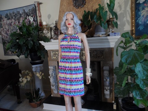 Nuovo abito tubino Kate Spade NY 100% seta stampa multicolore collo alto taglia 2