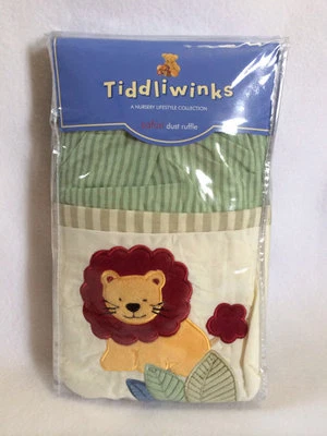 NEW Tiddliwinks Safari Crib Dust Ruffle Lion Elephant Baby Nursery - Image 1 of 4