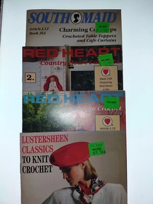 Crochet Knitting Sewing Crafting Books Vtg South Maid Red Heart Sweater Afghan  - Image 1 of 4