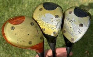 Vintage Ping Eye 2 RH Wood Golf Club Set 1 3 7 Steel Shafts Heel Toe Balance - Picture 1 of 11