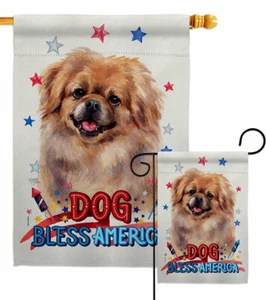 Patriotic Pekingese Garden Flag Animals Dog Decorative Gift Yard House Banner - Picture 1 of 19