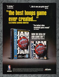 NBA JAM Sega CD Game Boy Impreso Anuncio Vintage Arte A 1994 - Imagen 1 de 1