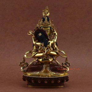 Gold vergoldet handgeschnitzt Vajradhara Dorjechang Shakti Kupfer Statue Patan, Nepal - Bild 1 von 5