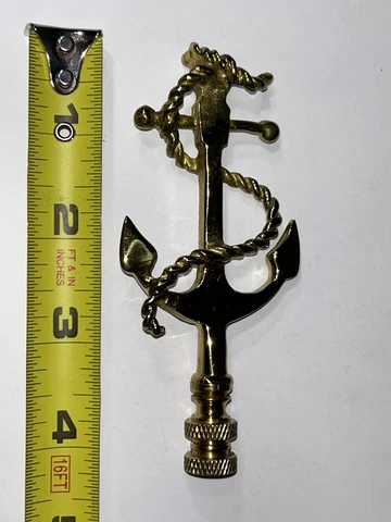 Anchor Brass Finial Nautical Brass Lamp Finial Solid Brass Anchor Finial 4.25” Cover