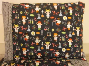 Women scientist pattern2 100% new Cotton handmade Pillowcase one pair - Picture 1 of 6