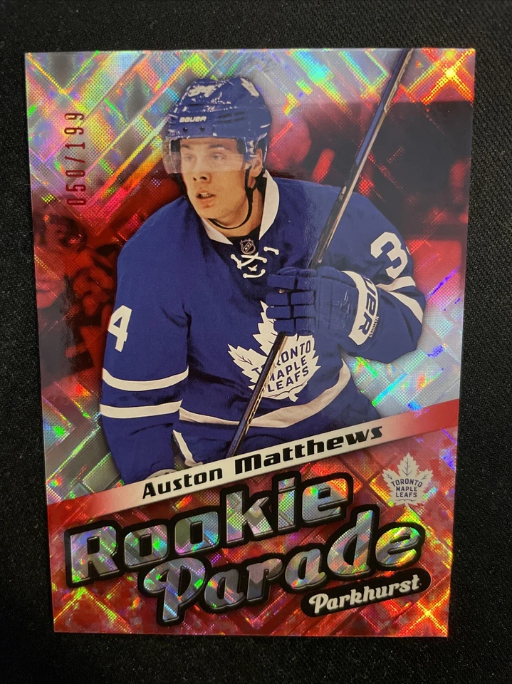 16-17 UD Parkhurst Rookie Parade Red Parallel SP RP33 Auston Matthews /199 - Image 1 of 2