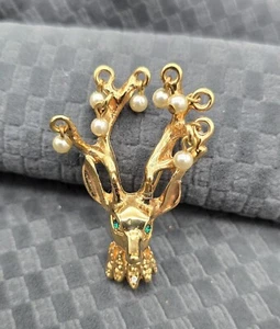 Broche prendedor colgador figurativo reno KJL Kenneth Jay Lane de colección - Imagen 1 de 6