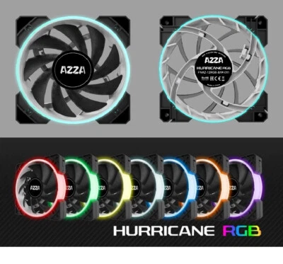 LED Lüfter AZZA Hurricane 120mm 12cm RGB PWM 4-polig 12Volt Lite Version - 3025
