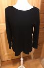Peck & Peck Black Long Sleeve Sweater With Silver Buttons Down Sides Size Large