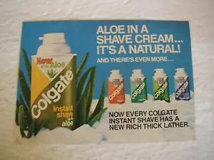 Colgate 1983 con crema de afeitado instantánea de aloe aprox. ANUNCIO DE IMPRESIÓN 7X5 DE COLECCIÓN L041 - Imagen 1 de 1