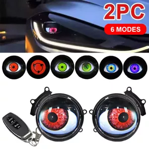 3 Inch Car Dynamic Devil Eyes Lights 12V Car Remote Control Eyes Retrofit Kit - Picture 1 of 34