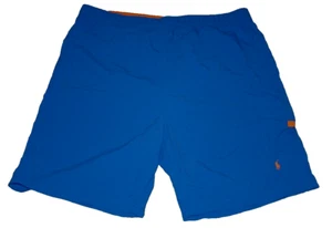 Vintage Polo Ralph Lauren Mens XL Swim Trunks Blue Orange Pony Cargo Pocket - Picture 1 of 9