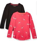 Essentials 2-Pack Girl's Long-Sleeve Tees Pink Skeleton/Black Size Small 6-7