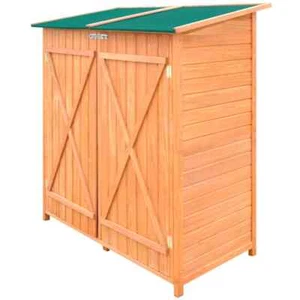 Garden Shed Natural wood with green roof vidaXL - Picture 1 of 7