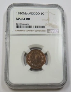 1910 Mo NGC MS64 RB | MEXICO - 1 Centavo 1c Coin #34348A - Picture 1 of 4