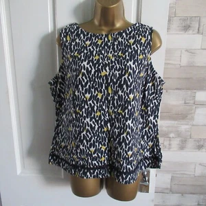 CLASSIC ● size 18 ●navy white linen viscose summer blouse vest top womens ladies - Picture 1 of 7