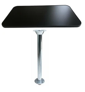 BLACK TABLE & BLACK TRIM + FLOOR MOUNT ISLAND FREE STAND LEG - Caravan/Campervan - Picture 1 of 6