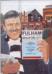 FULHAM V BRADFORD CITY LEAGUE CUP 22/9/87 - Picture 1 of 1