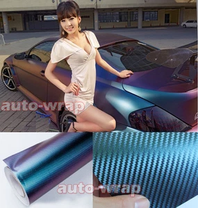 Full Car Wrap 3D Chameleon Carbon Fiber Vinyl Sticker Green / P 65FT x 5FT AC - Picture 1 of 4