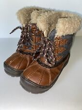 baby gap Brown Faux Sherpa Leather Winter Duck Snow Boot Toddler 10 Thinsulate