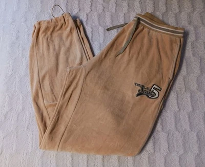 Vintage Triple Five 5 Soul Velour Pants Men's Large Beige w/Grey Hip Hop Y2K  - Image 1 of 4