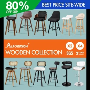 ALFORDSON Kitchen Bar Stools Wooden Swivel Leather Metal Dining Chair x2/x4 - Picture 1 of 1,020