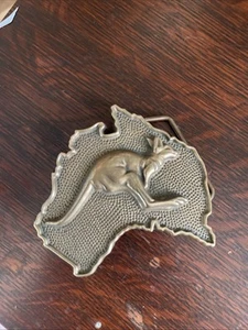 Vintage Australia KANGAROO 1970s 3D Solid Brass Belt Buckle Rare Minty - Picture 1 of 4